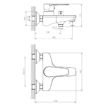 Смеситель Decoroom DR72 DR72036 для ванны