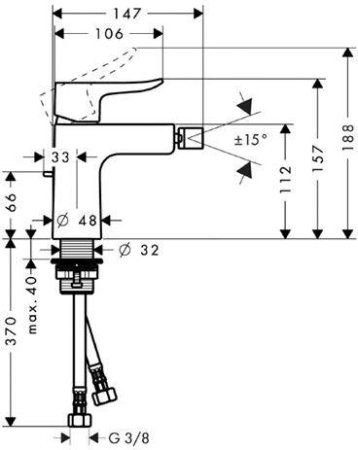 Смеситель Hansgrohe Metris для биде с донным клапаном 31280000