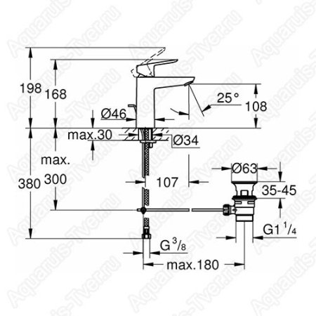 Смеситель Grohe BauEdge для раковины (с донным клапаном) 23758000