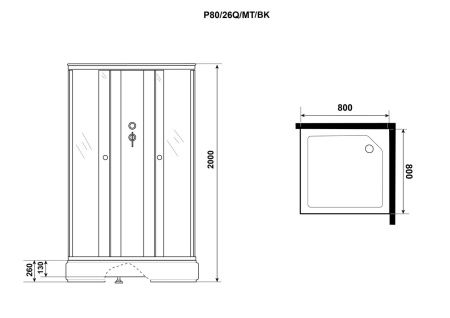 Душевая кабина Niagara Promo P80/26Q/MT/BK 80x80