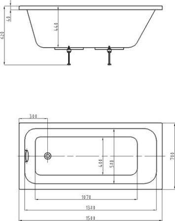 Акриловая ванна Aquatek Мия 150x70