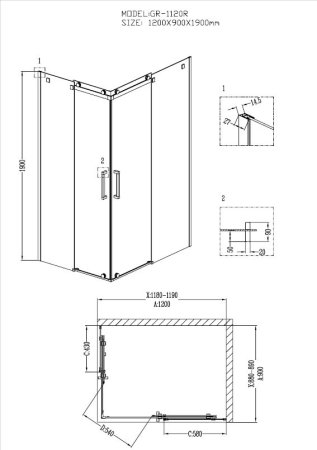Душевой уголок Grossman GR-1120R Cosmo 120x90 (R)