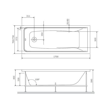 Каркас для ванны Am.Pm Like 170x70 W80A-170-070W-R