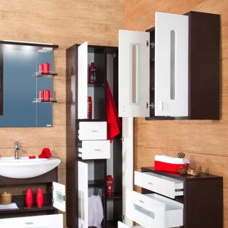 Шкаф двухстворчатый Бриклаер Бали 60 венге/белый глянец