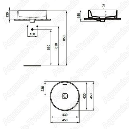 Раковина Ideal Standard Strada 2 45см с переливом накладная