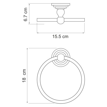 Полотенцедержатель WasserKRAFT Ammer K-7060 кольцо (матовый хром)