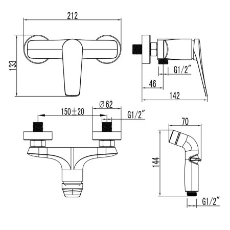 Смеситель Lemark Bronx для гигиенического душа LM3718BL