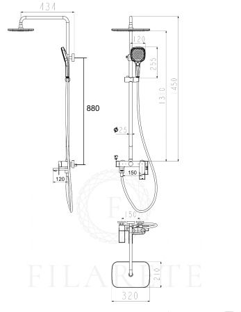 Душевая система Filarete Retta FL2030NK