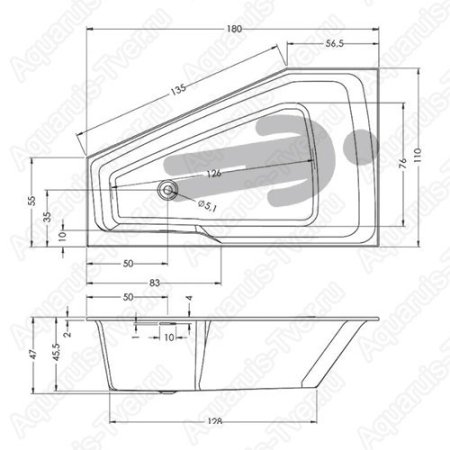 Акриловая ванна Riho Rethink Space 180x110 (R)