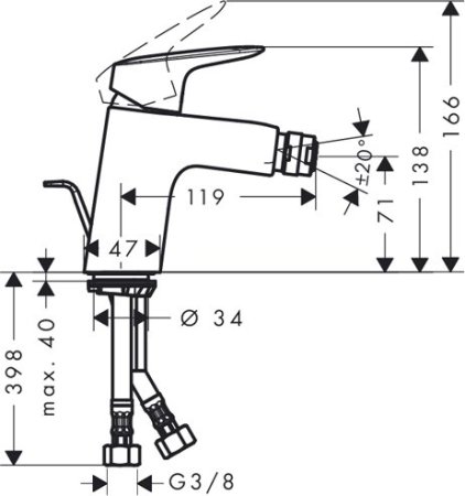 Смеситель Hansgrohe Logis для биде с донным клапаном 71204000