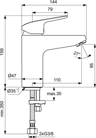 Смеситель Ideal Standard Ceraflex для раковины (без донного клапана) B1714AA