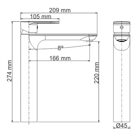 Смеситель WasserKRAFT Mindel 8503H для раковины (высокий)