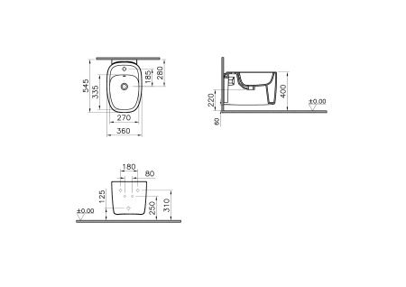 Биде подвесное Vitra Plural 7831B401-0288