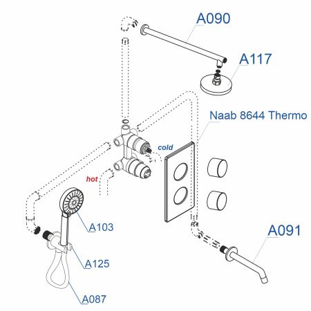 Душевая система WasserKRAFT Naab A178644 Thermo