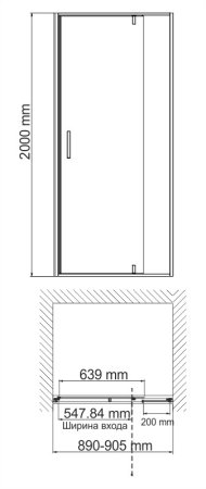 Душевая дверь в проем WasserKRAFT Neime 19P04 90x200