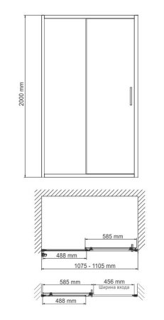 Душевая дверь в проем WasserKRAFT Main 41S13 110x200 (раздвижная)