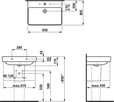 Раковина Laufen Pro S 65см 8.1096.4.000.104.1+8.1996.3.000.000.1