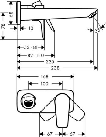 Смеситель Hansgrohe Talis E для раковины настенный (внешняя часть) 71734000