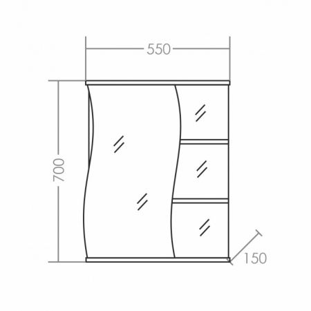 Шкаф-зеркало СанТа Волна 55см (L)