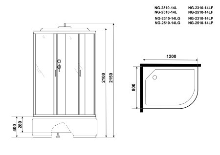 Душевая кабина Niagara NG-2510-14LG