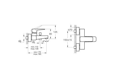 Смеситель Vitra Root Square для ванны A42737EXP