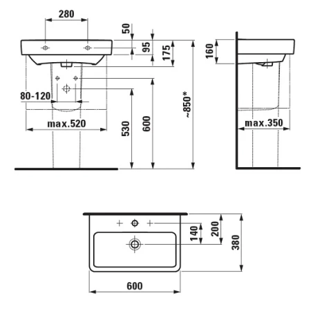 Раковина Laufen Pro S 60см 8.1895.9.000.104.1+8.1995.1.000.000.1