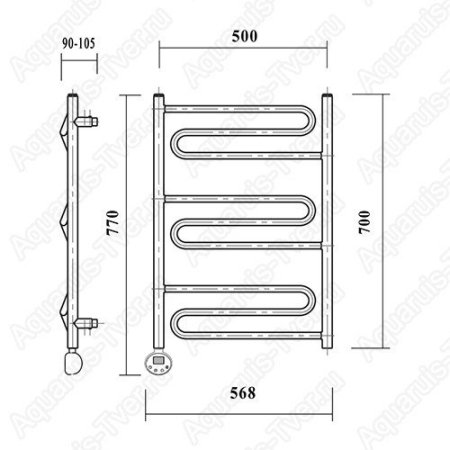 Полотенцесушитель электрический Domoterm Офелия 50х70 П9 (L) хром