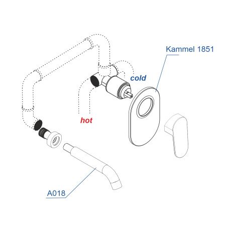 Смеситель WasserKRAFT Kammel для раковины настенный (внешняя и скрытая части) A18583