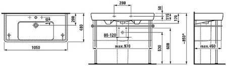 Раковина Laufen Pro A с полупьедесталом 105см