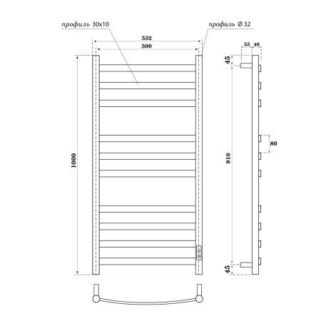 Полотенцесушитель электрический Point Антея PN17850W 100x53 (белый)
