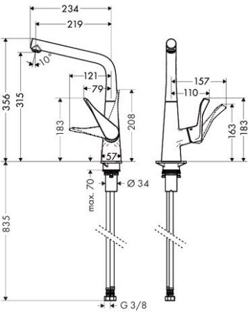 Смеситель Hansgrohe Metris для кухни 14822800