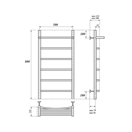 Полотенцесушитель водяной Point Афина PN04158P 80x53 с полкой (хром)