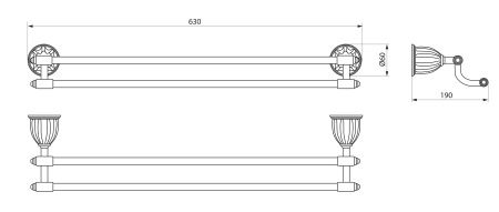 Полотенцедержатель двойной Rush Socotra 60см ST12532