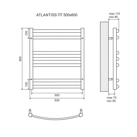 Полотенцесушитель водяной Lemark Atlantiss LM32607R П7 50x60