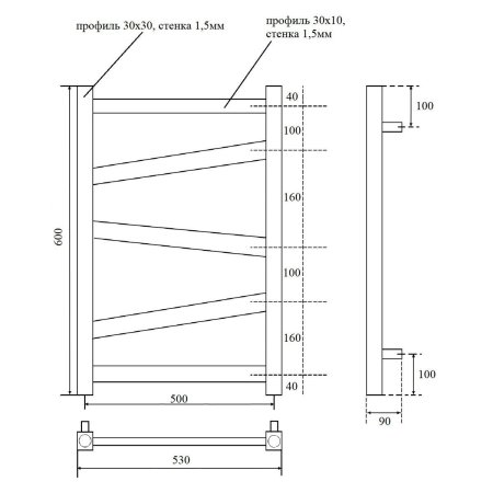 Полотенцесушитель водяной Point Феникс PN15156 60x53 (хром)