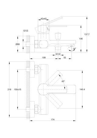 Смеситель для ванны Cersanit Smart 64511