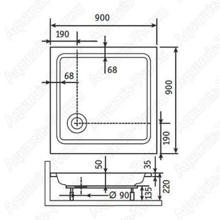 Душевой поддон RGW Style KV 90x90