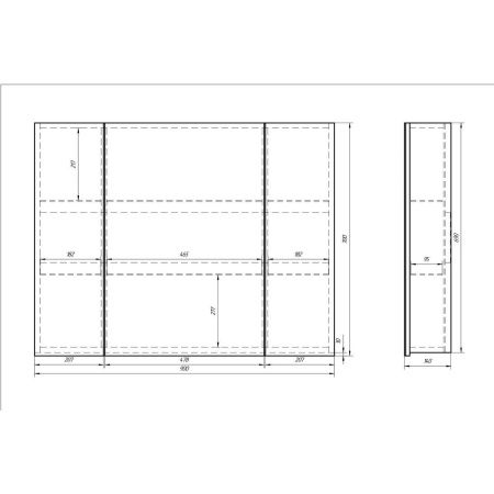 Шкаф-зеркало Dreja ALMI 99.9012, 90 см, 3 дверцы, 6 стеклянных полок