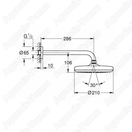 Верхний душ Grohe Tempesta 210мм из стены