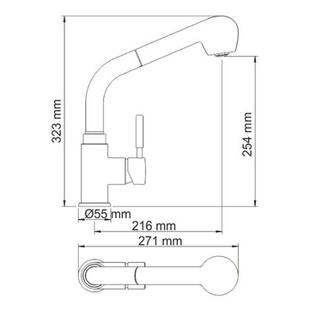 Смеситель WasserKRAFT Wern 4266 для кухни с выдвижной лейкой (матовый хром)