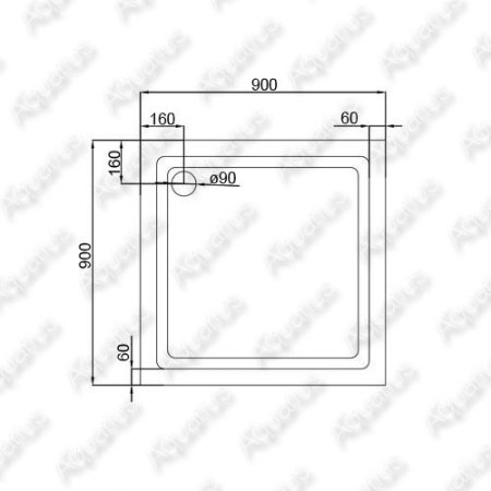 Душевой поддон Black & White SQ-09H 90x90