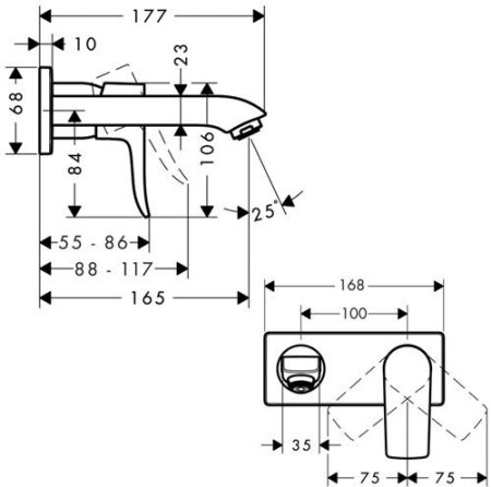 Смеситель Hansgrohe Metris для раковины настенный (внешняя часть) 31085000