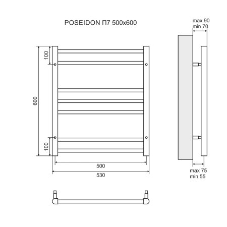 Полотенцесушитель водяной Lemark Poseidon LM42607 П7 50x60