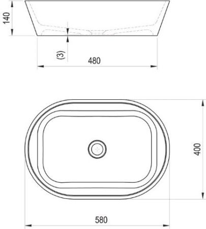 Раковина Ravak Solo 580 со скрытым переливом XJX01358000 