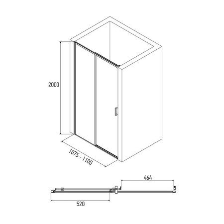 Душевая дверь в проем Alex Baitler AB64B110 110x200