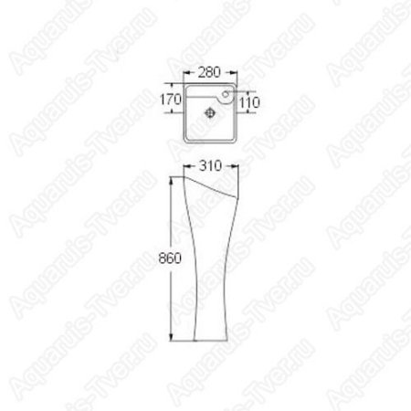 Раковина CeramaLux M9012 28см (напольная)