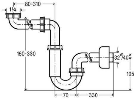 Сифон для раковины Viega 1-1/4х32 606220