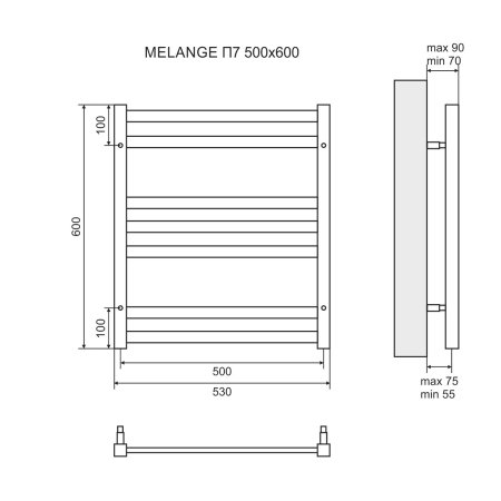 Полотенцесушитель водяной Lemark Melange LM49607W П7 50x60 белый