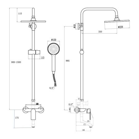 Душевая система Fmark (графит) FS8845Q