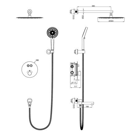 Душевая система Wonzon & Woghand Stick WW-88929010-RG
